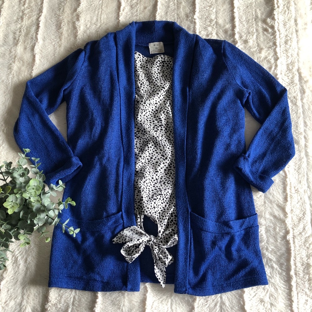 Pins & Needles blue lightweight loose knit open front cardigan - size XS